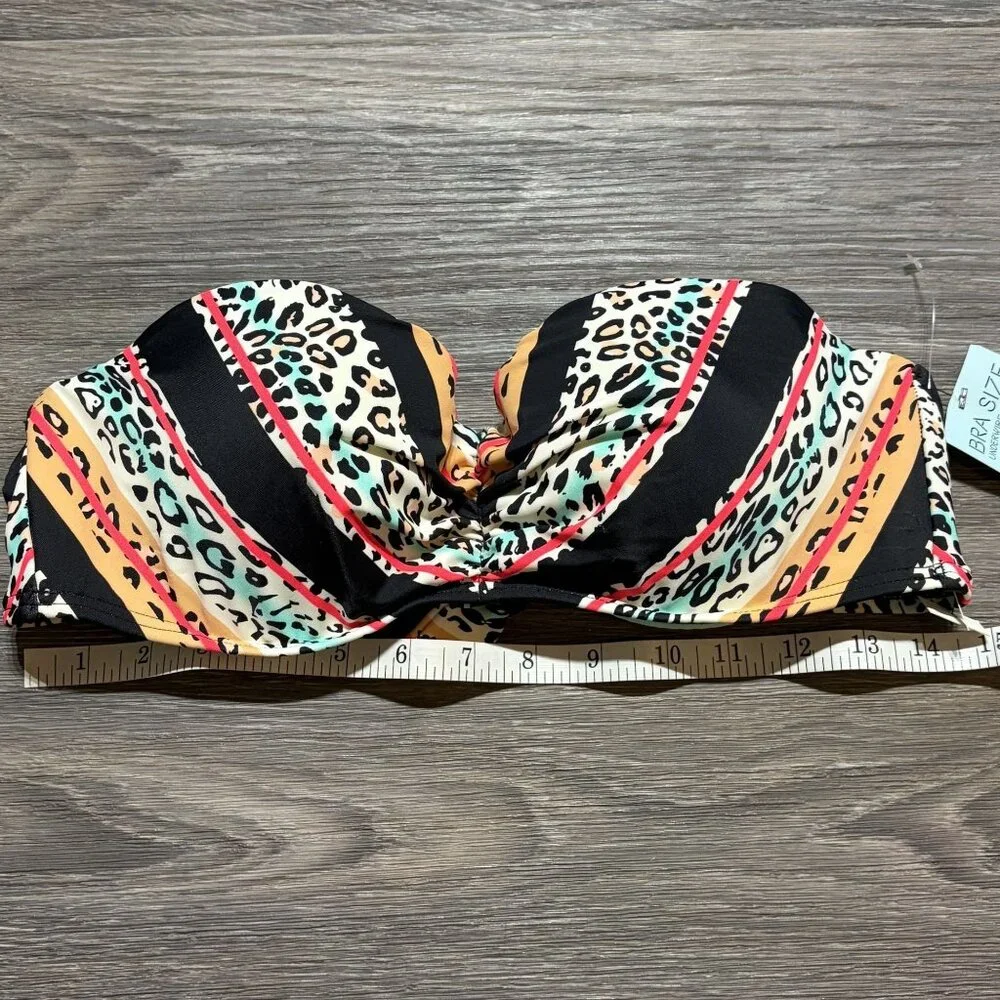 NEW Sundazed Black Push-up Underwire Bra Size 34D Bikini Top Swim Wear Tie Back - Picture 8 of 10